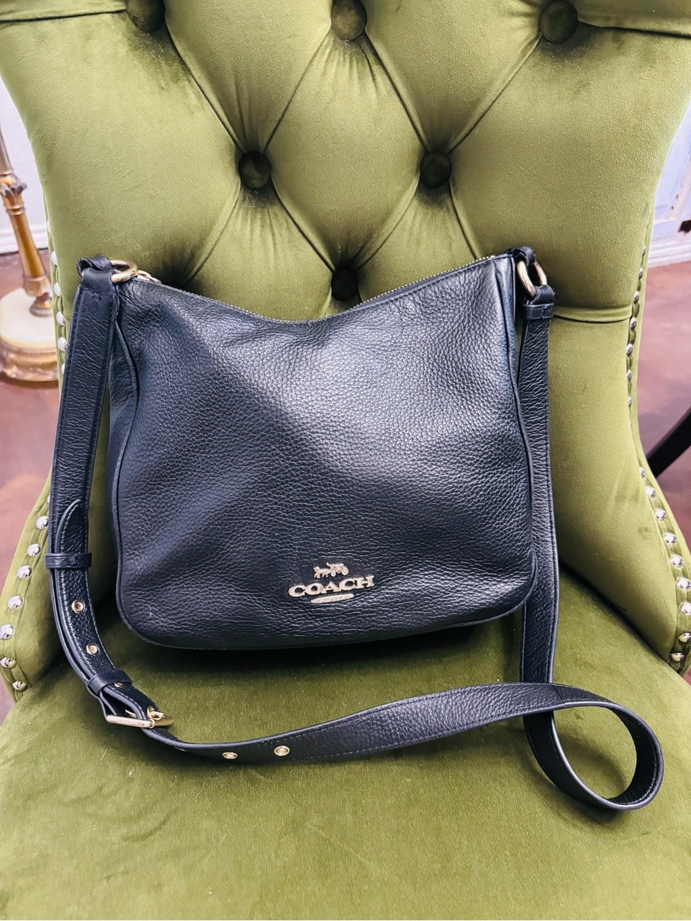 Coach Ellie File Crossbody Bag Black Pebbled Leather - Picture 1 of 7